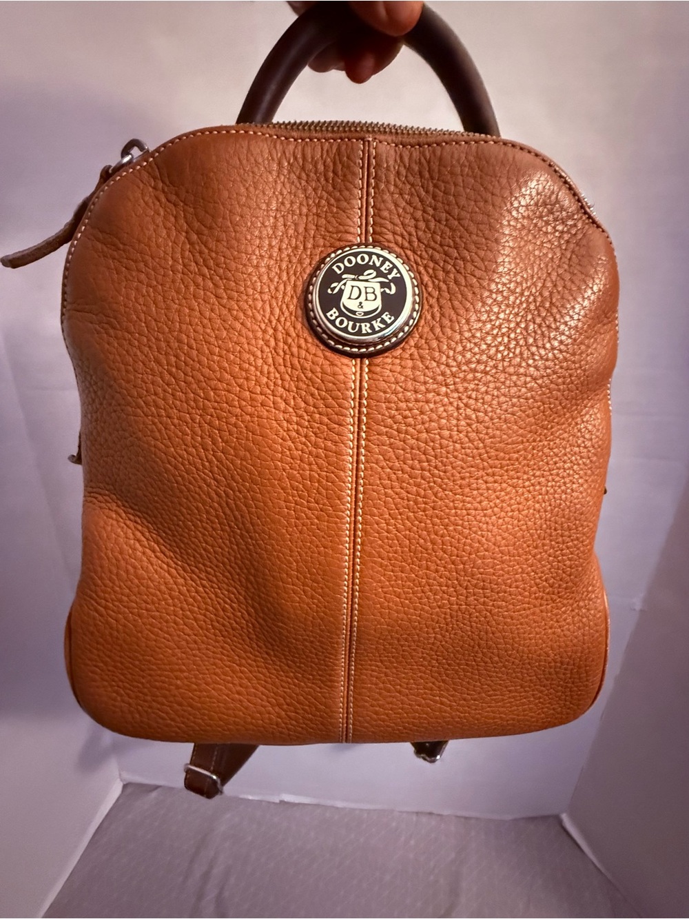 Dooney & Bourke Pebble Leather Cognac Brown Backpack - Picture 5 of 8